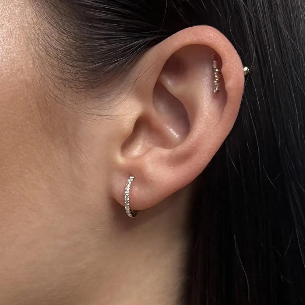 Rachel Koen 0.21Cttw Round Cut Diamond Huggie Earrings 14K Yellow Gold